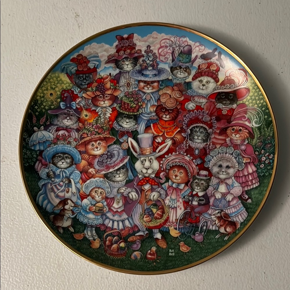Colorful Cat-Themed Decorative Plate